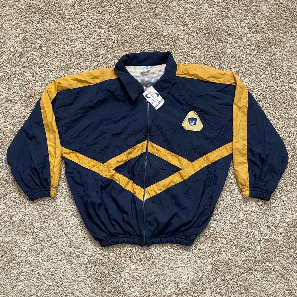 NWT VTG 90s PUMAS UNAM Football Club Soccer Mexico City Windbreaker Jacket Sz 14